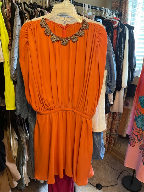 Valentino Dresses & Skirts - Valentino Coral Pink Jeweled Neckline Chiffon Dress